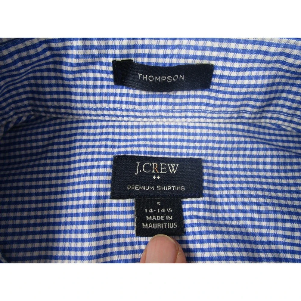 J Crew Shirt Mens Small‎ Blue Checked Thompson Button Up Preppy Long SLeeve
